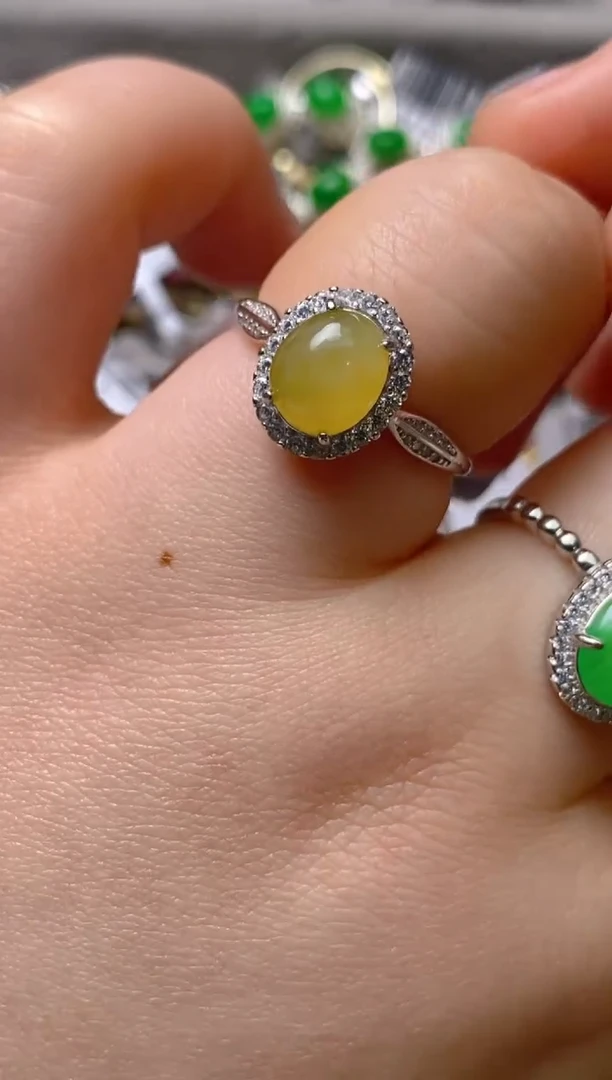 银S925镶嵌戒指翡翠百内无证书