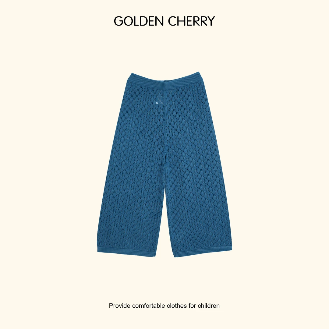 【金樱桃Golden cherry】小童蓝色镂空百搭休闲裤QS081
