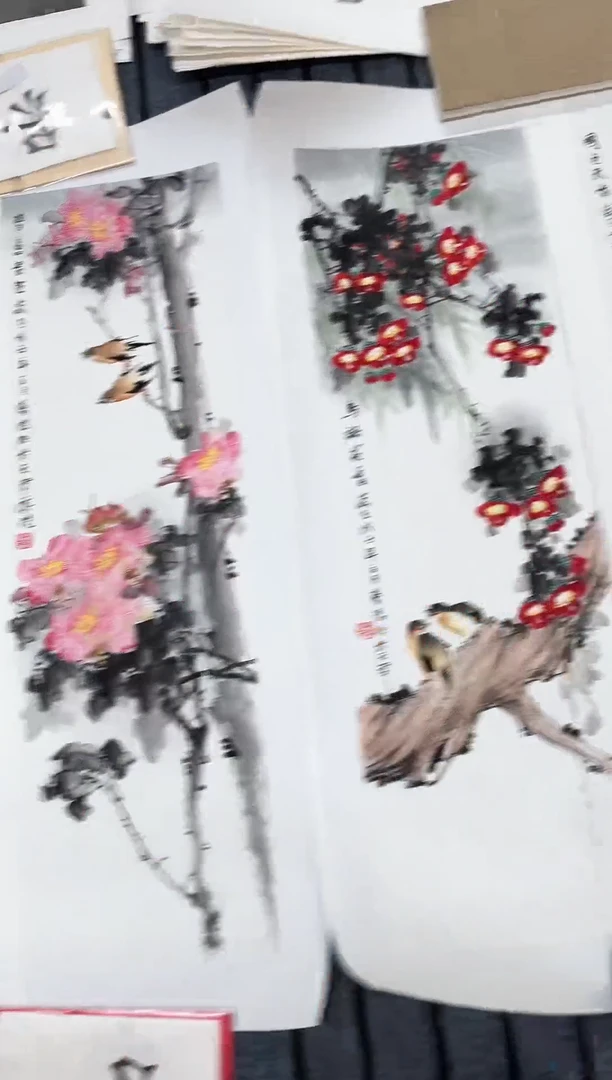 精品国画花鸟作品条屏