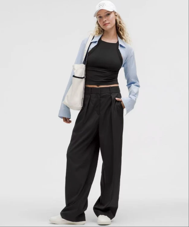 【国现】lu家 Pleat-Front 女士高腰夏季西装裤32寸【no退no换】