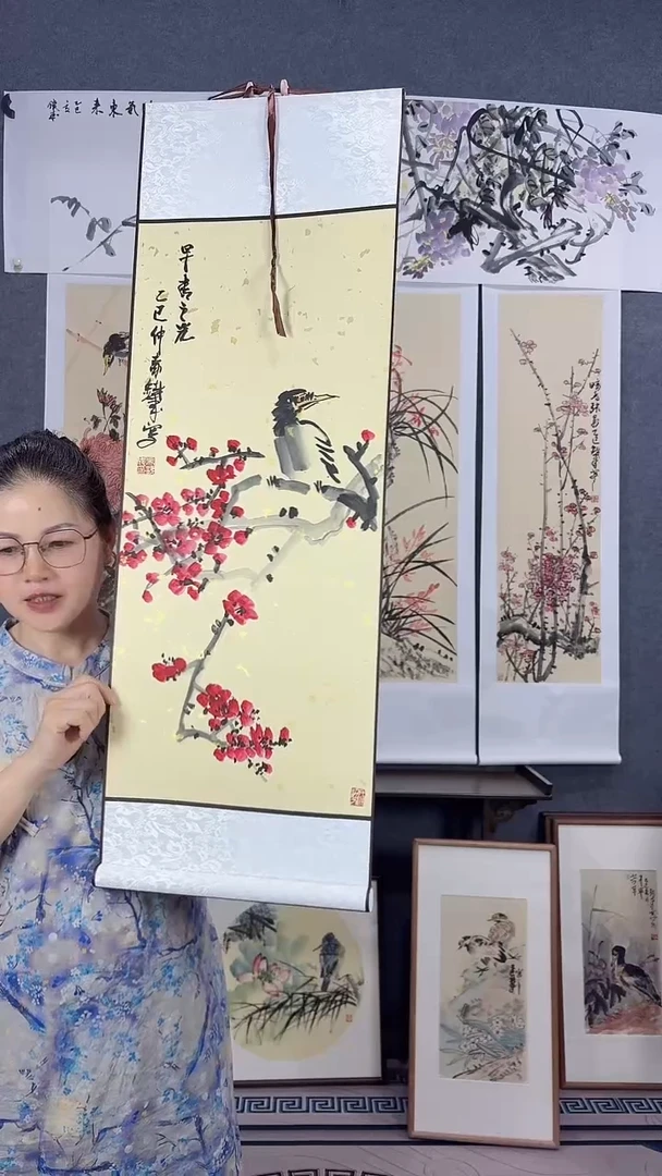 国画95*32吴铁成手绘卷轴