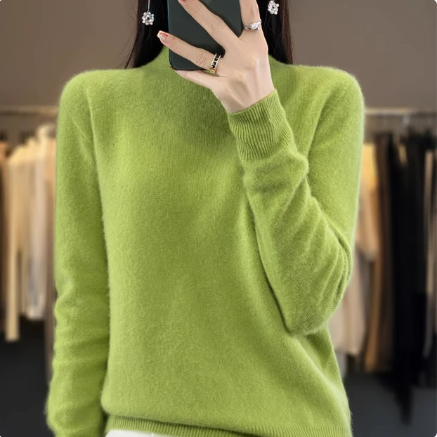 秋冬半高领毛衣女士内搭套头打底衫修身显瘦百搭针织纯色上衣