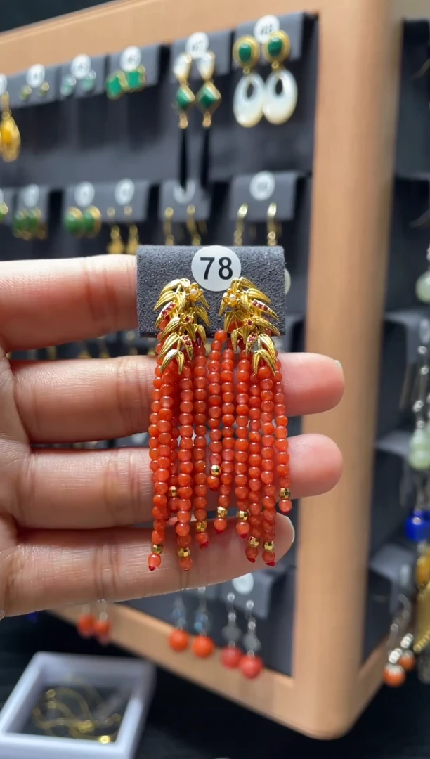 【闪购商品】南红玛瑙耳饰银S925镶嵌0078