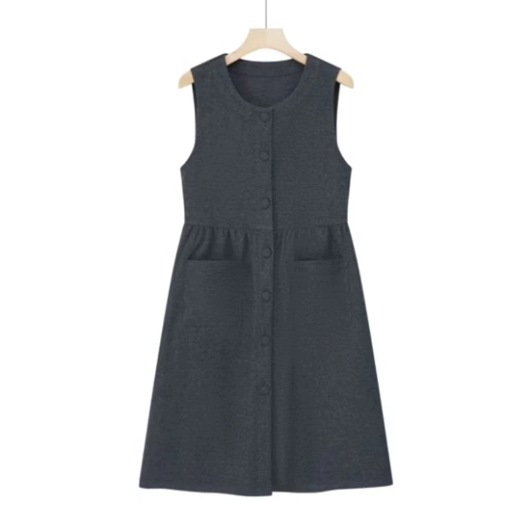 2025年春季新款人字纹提花呢料简约气质轻奢时尚休闲连衣裙7726