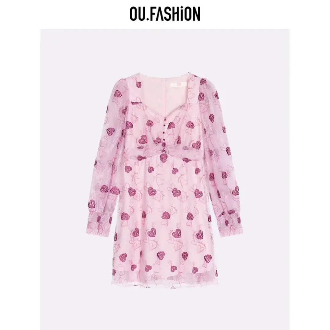 ou时尚收腰甜美连衣裙1122340449