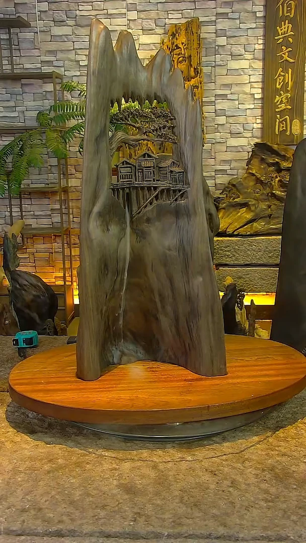 木彦*金丝楠阴沉木山水摆件