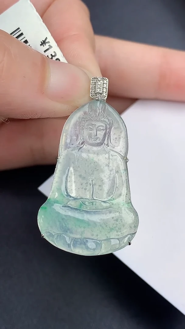 颈饰18K金镶嵌翡翠天然缅甸A货百元以上9元证书费自理