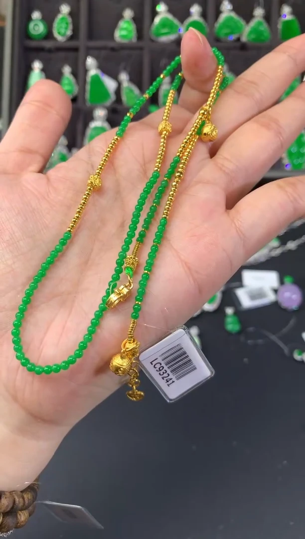 翡翠足金镶嵌项链A23|29800