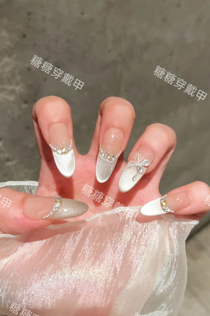 【冰蝶晨露】纯手工猫眼纯手工显白高级穿戴甲