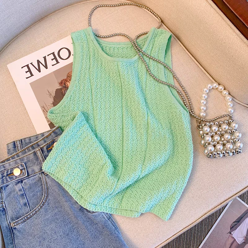 针织吊带工字背心女夏季2025新款内搭显瘦时尚洋气无袖上衣外穿