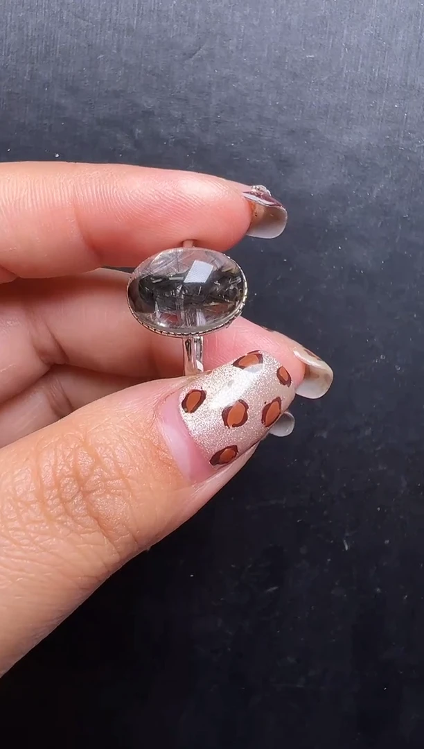 未镶嵌戒指水晶黑银钛戒指 JP56390