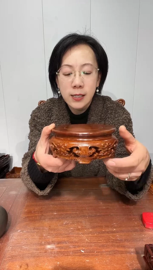 木老花圆形14*15.5*6.5精工款雕刻