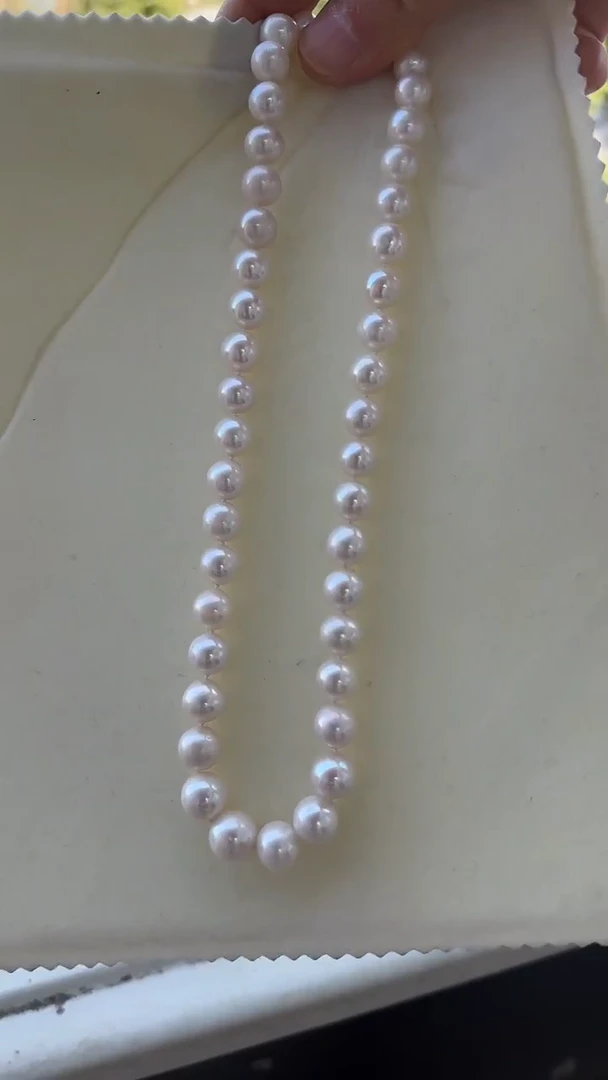 项链银S925镶嵌淡水珍珠9-10mm珍珠项链