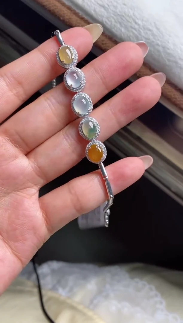 银S925镶嵌戒指翡翠天然A货翡翠