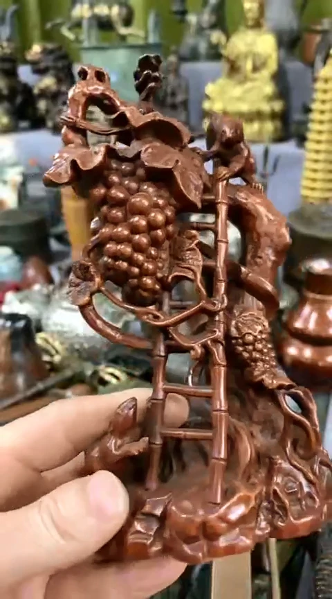 【闪购商品】一物一拍编号木雕葡萄架摆件