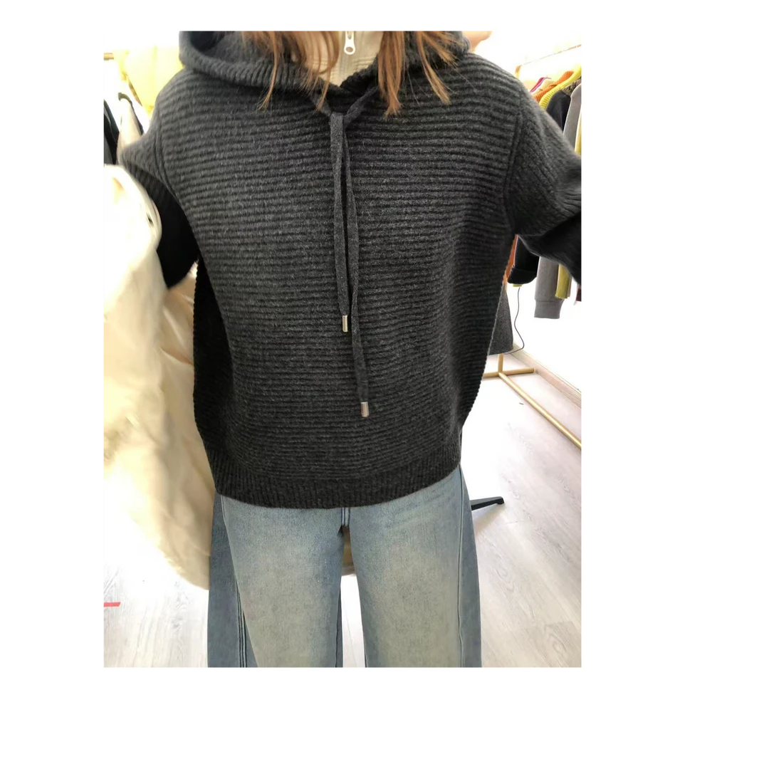 毛针织衫多色连帽针织衫秋冬帽衫上衣休闲连帽针织