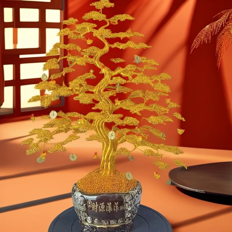 摇钱树订制款新房发财树玄关中式结婚创意卧室家用工艺品高档