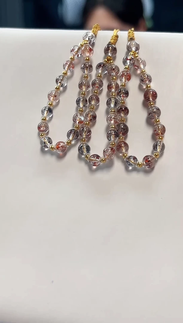 未镶嵌手串水晶金草莓超七手机链4mm【多样性发一】