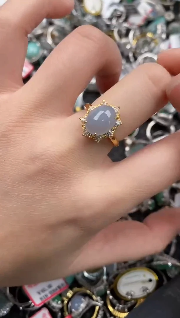 银S925镶嵌戒指翡翠555               4