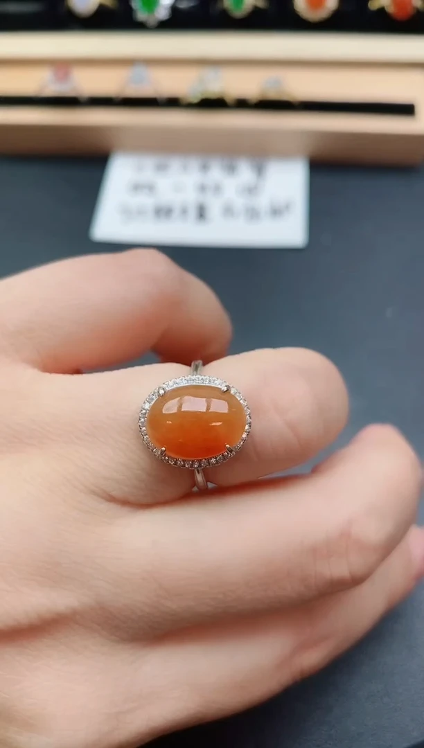 翡翠戒指银S925镶嵌50805