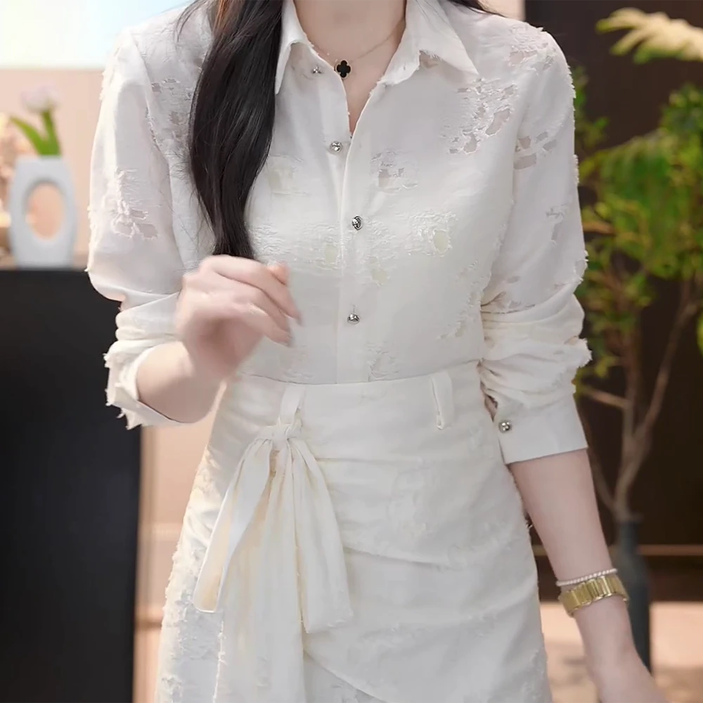 【温柔陷阱】新款法式设计感小众衬衫上衣+半身裙套装两件套女