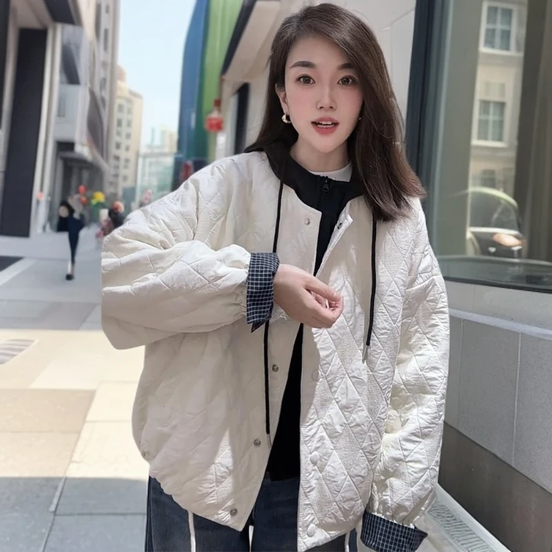 菱格棒球服薄百搭外套女2025秋季新款小个子休闲百搭简约复古上衣