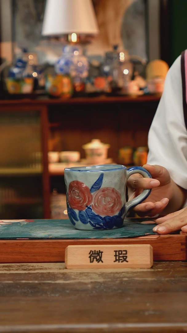 摆件景德镇纯手工釉下彩精品茶具水杯