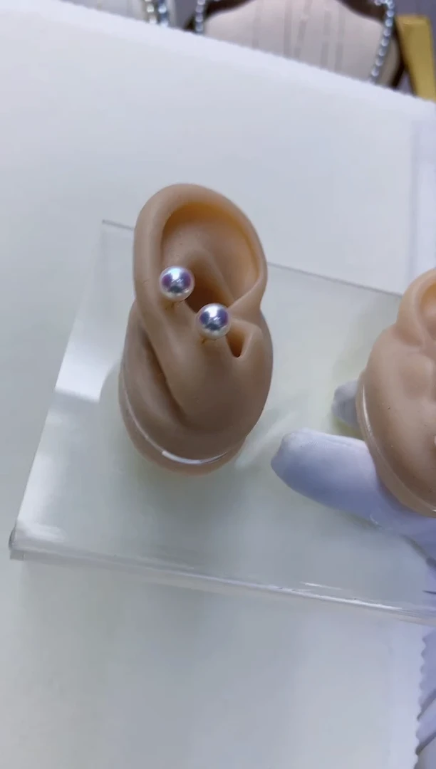 【闪购商品】海水珍珠饰品18K金镶嵌6-7素钉