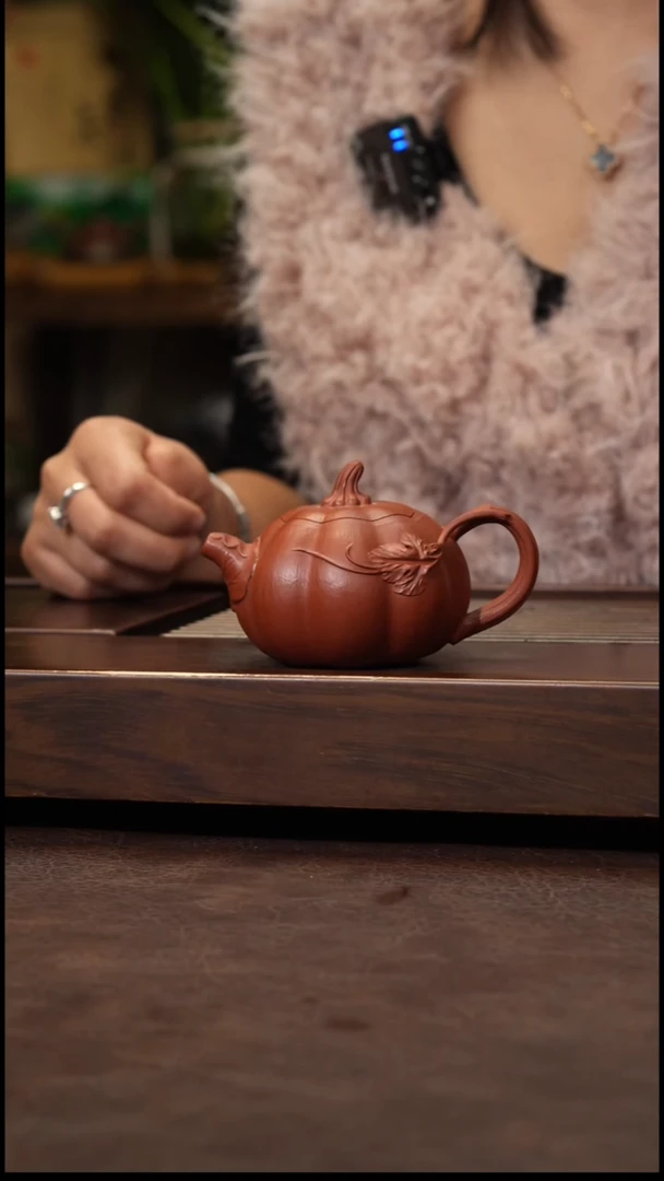 茶壶紫砂赵庄朱泥全手南瓜150cc左右