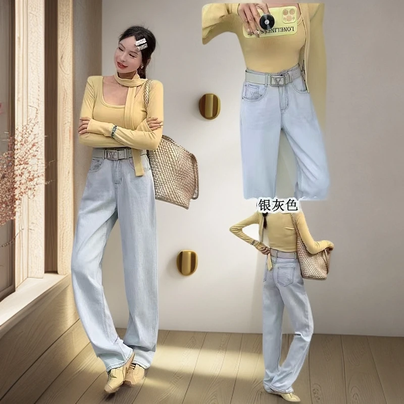 【锦衣服饰】LK 6930-9银灰色窄版直筒裤