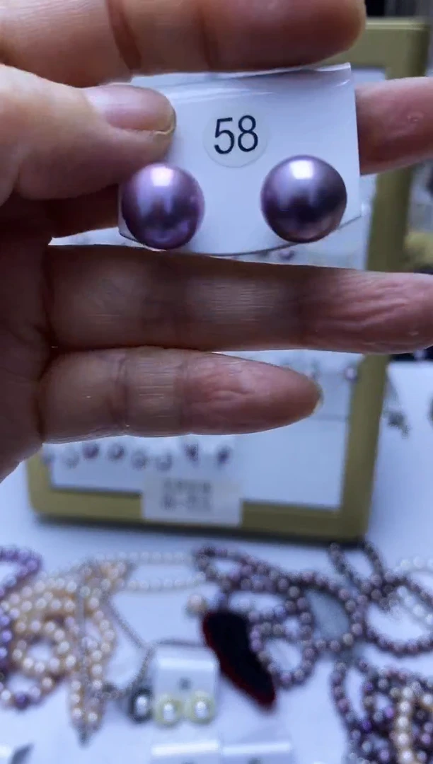 银S925镶嵌耳饰淡水珍珠58