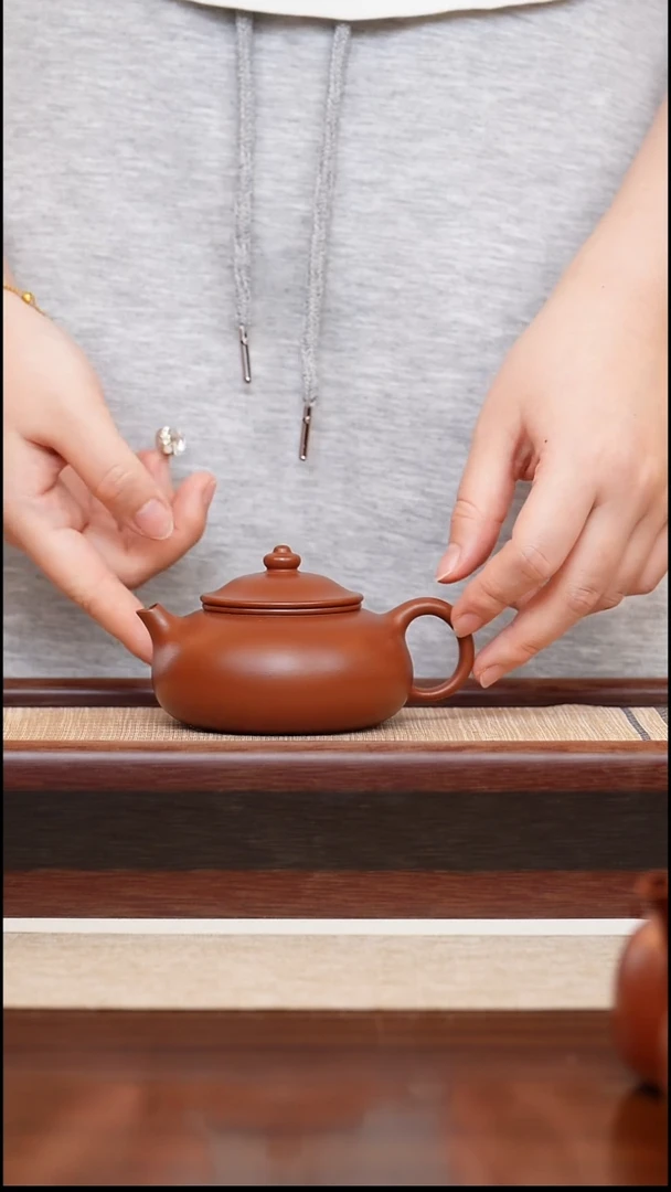 朱泥寒江孔老师160cc宜兴手工紫砂壶