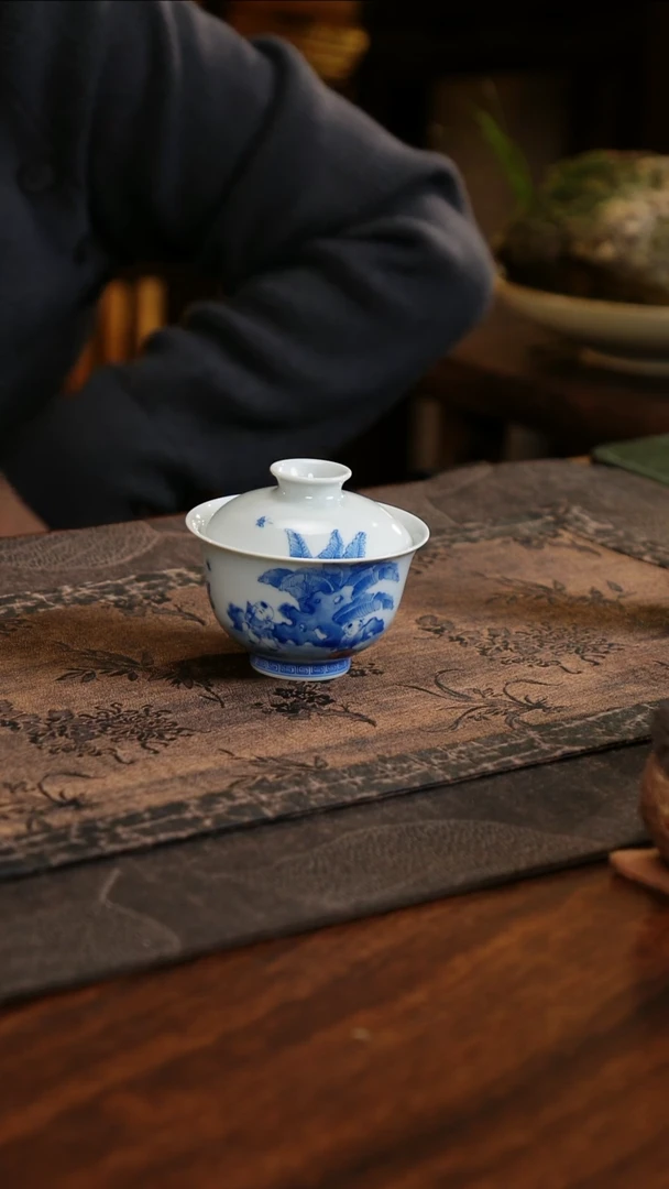 【闪购商品】杯子聚澜堂闹春图元宝盖碗