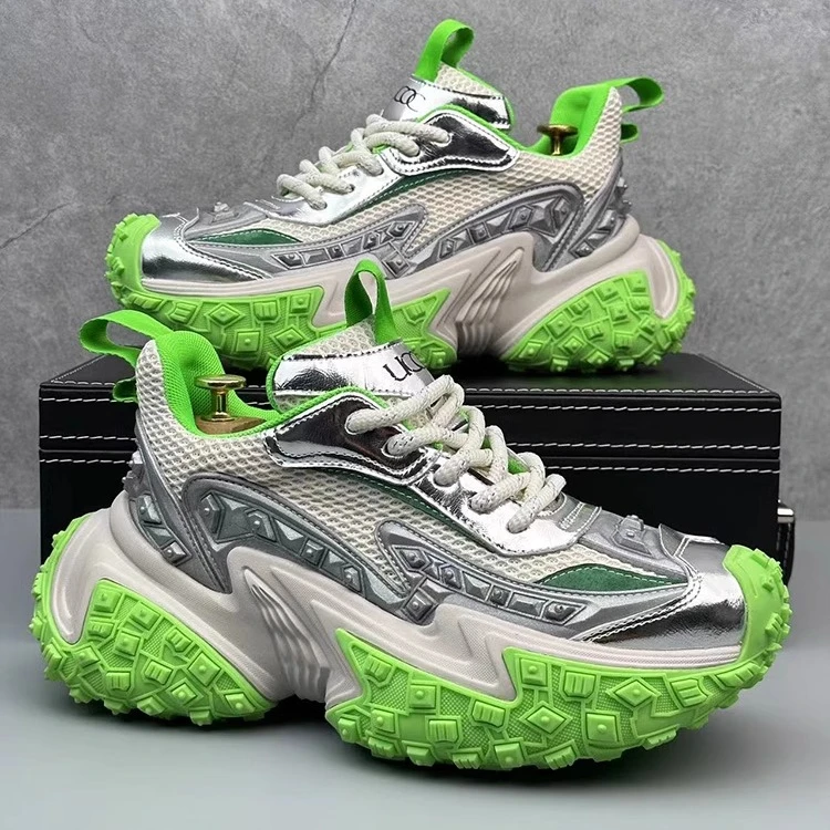 网红炸街老爹鞋男2025潮流新款机甲增高运动鞋厚底百搭防滑休闲鞋
