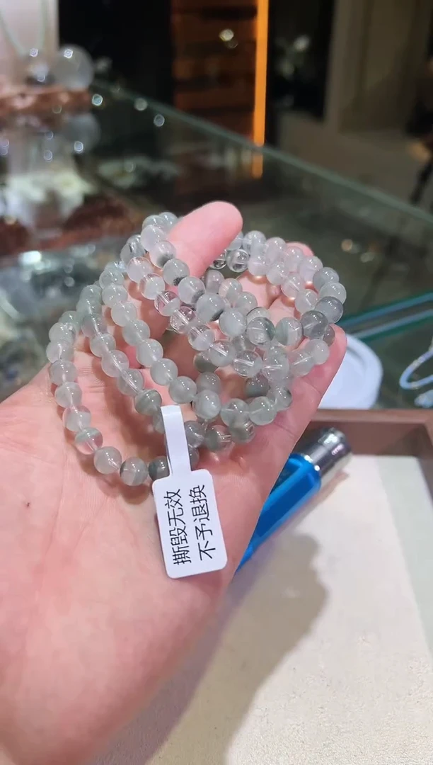 水晶手链未镶嵌8mm+巴西翡翠绿幽灵（多样性发一）