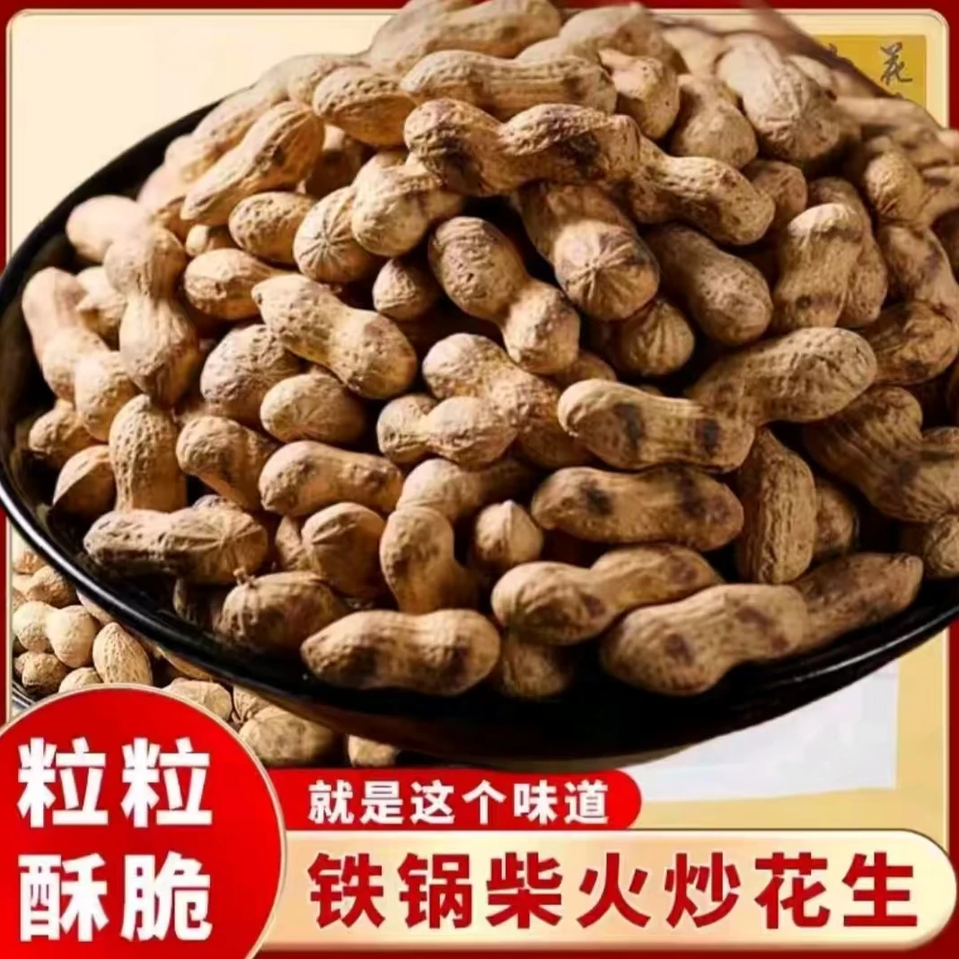 炒花生带壳原味2024新货带壳花生农家铁锅炒花生熟原味炒货红皮