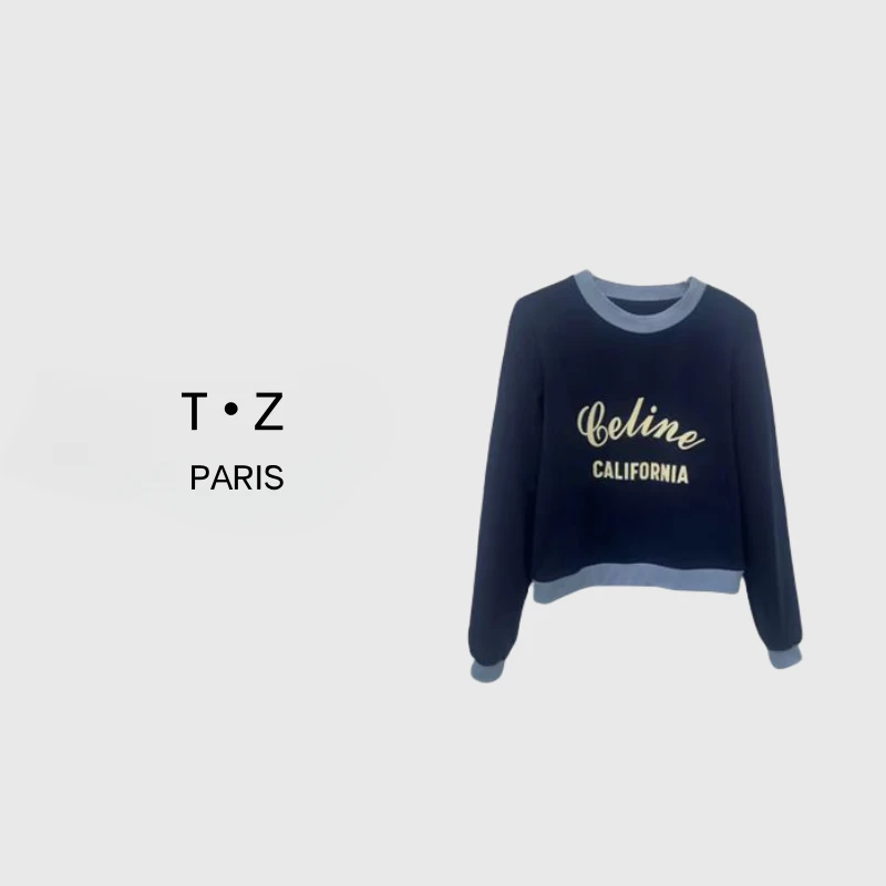 T·Z*15长袖短款时尚休闲百搭印花设计师圆领-8762