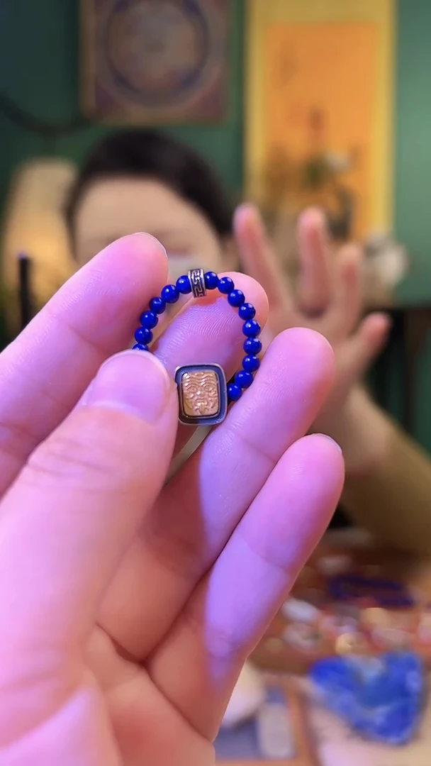 【闪购商品】青金石戒指银S925镶嵌青金石扎基拉姆戒指