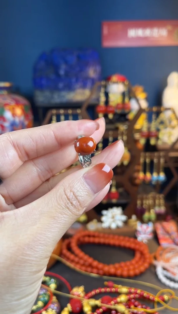 【闪购商品】南红玛瑙戒指银S925镶嵌戒指