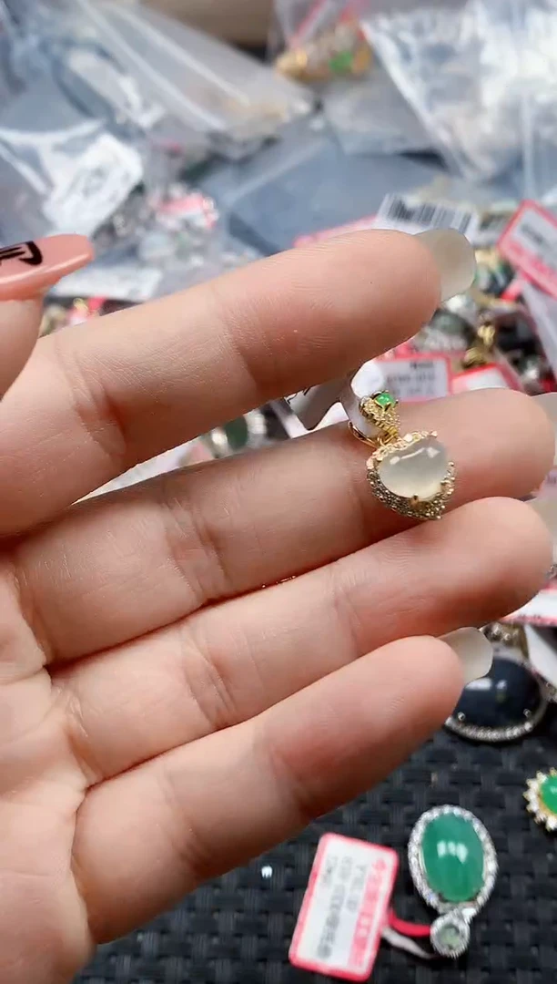 银S925镶嵌戒指翡翠天然A货缅甸翡翠