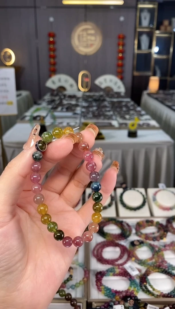 未镶嵌老矿碧玺彩虹单圈手串7mm+碧玺dan多样性发货一条