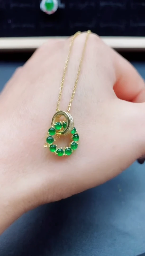 翡翠银S925镶嵌吊坠(赠链)508050