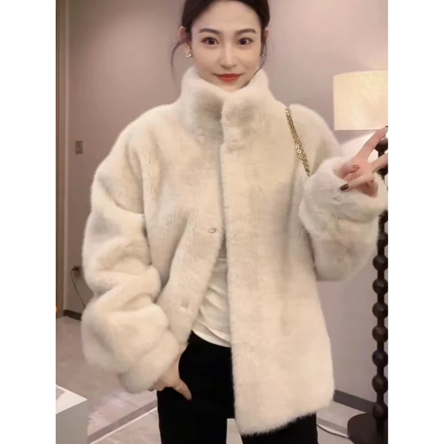【赠运费险】新款皮毛一体4米貂外套冬季立领加厚环保毛毛短款时尚
