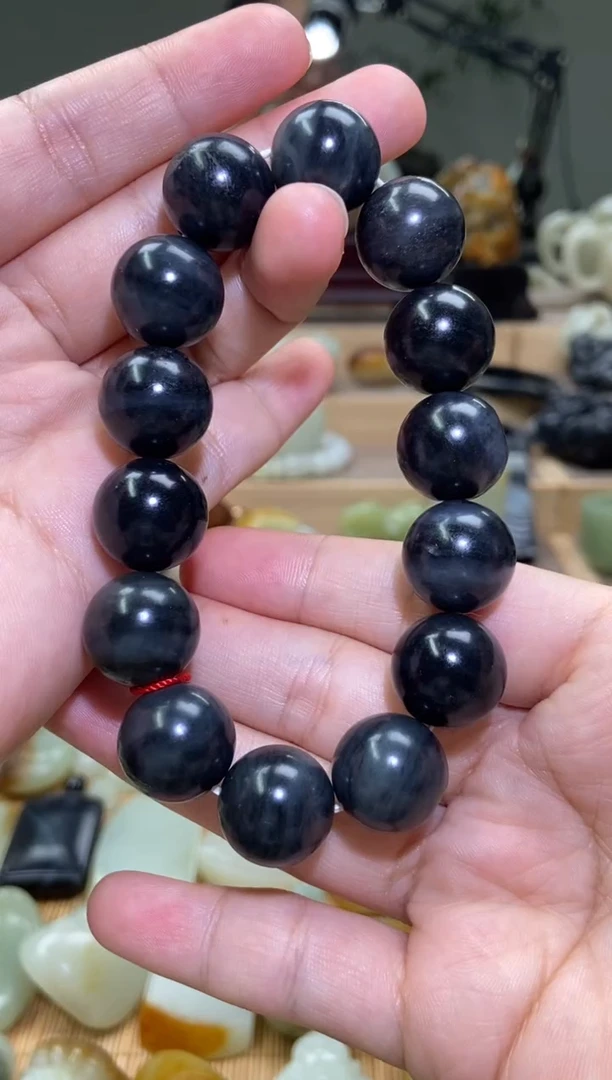 未镶嵌手串和田玉新疆和田玉青花墨玉手串 卡16