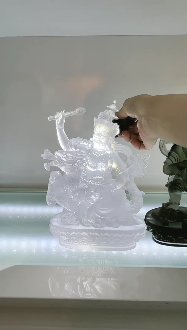 手工艺品琉璃大*古法琉璃18cm白财神