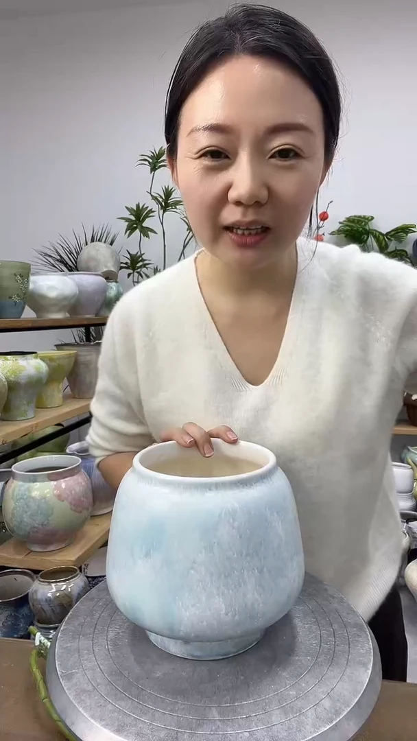 9.7陶瓷花盆直播链接高.      口12
