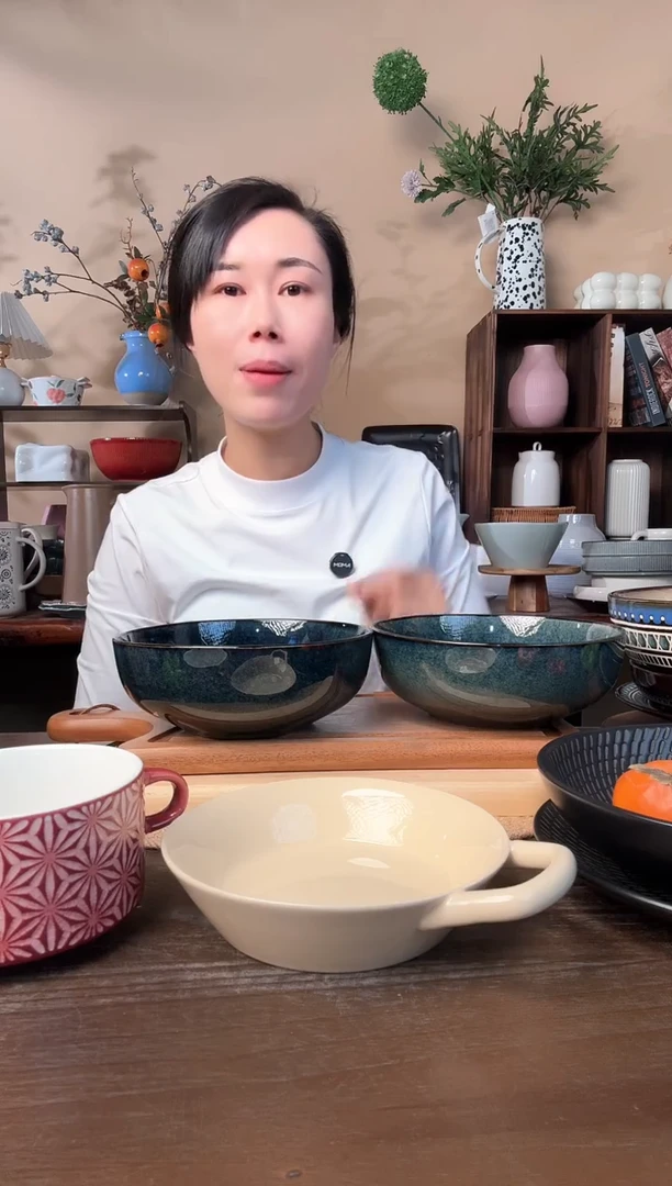7英寸窑变蓝钵钵碗2只微瑕