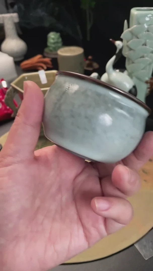 龙泉青瓷茶杯茶器摆件花器8