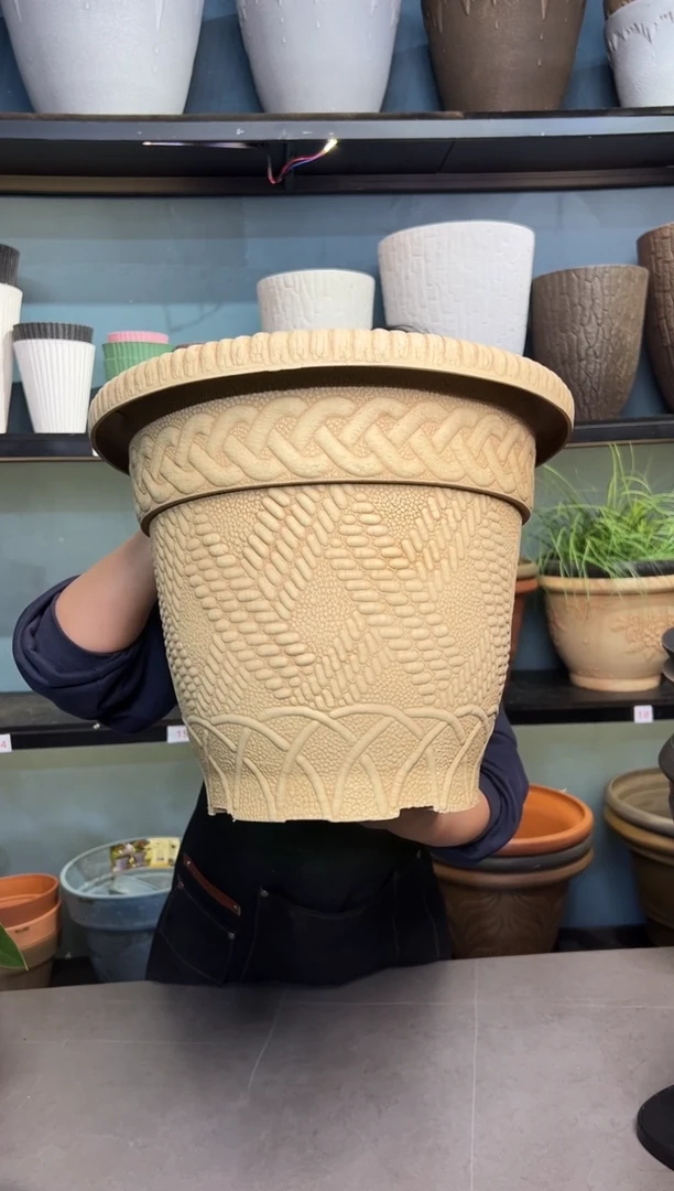 40*32.5/FXA40象牙编织浮雕纹理强体花盆