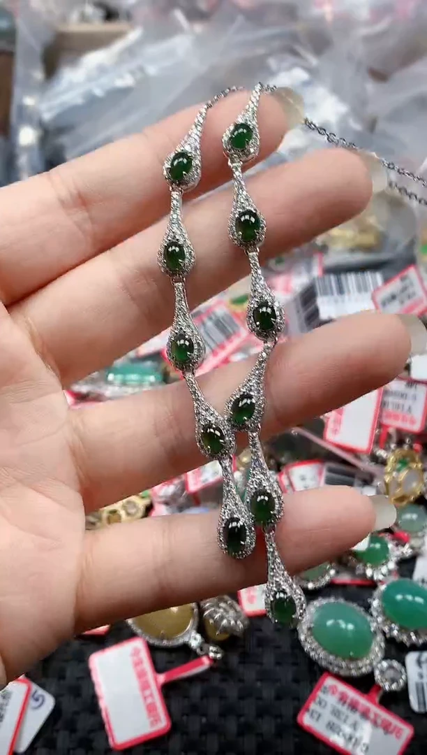 银S925镶嵌戒指翡翠天然A货缅甸翡翠